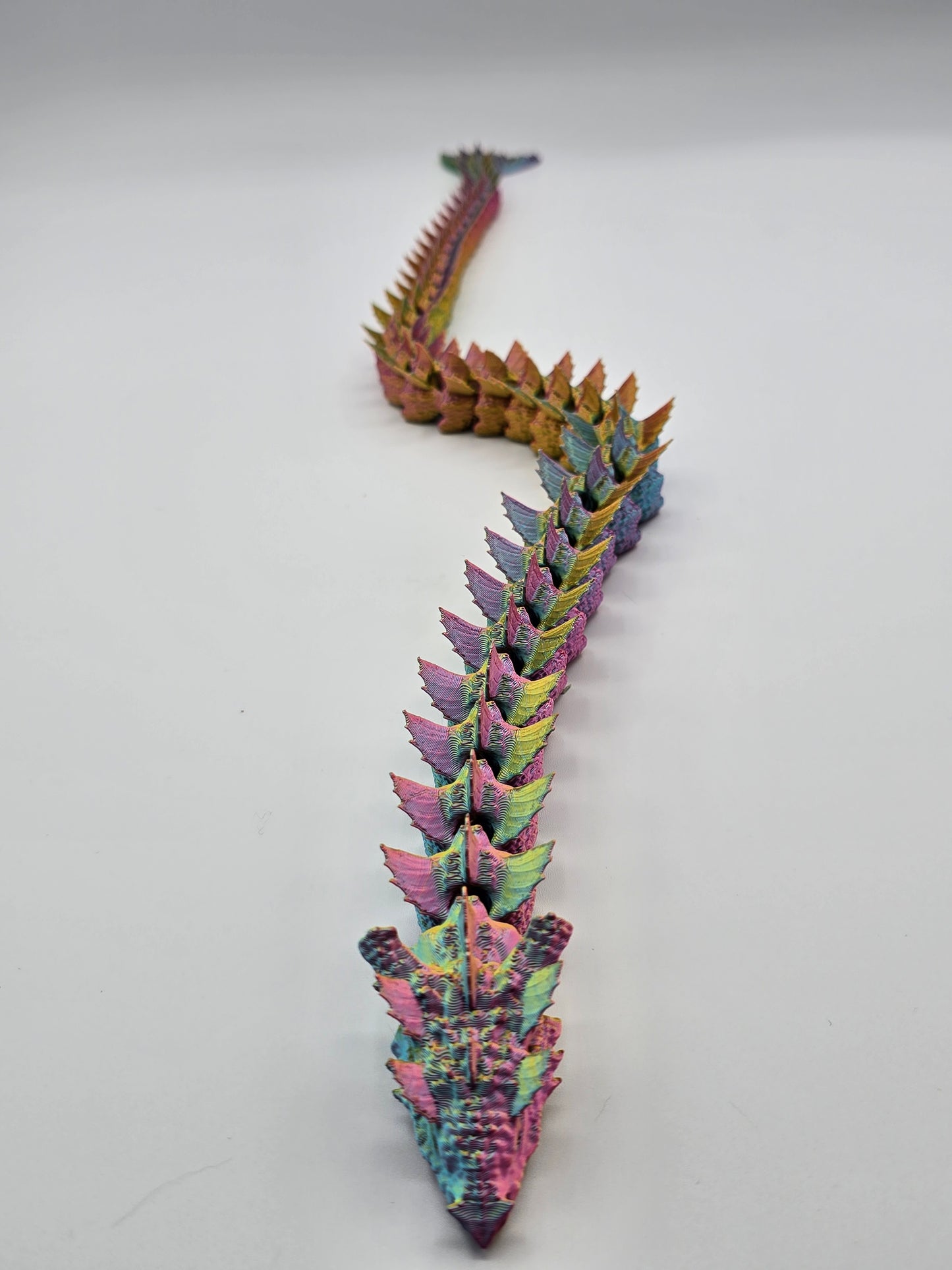 Articulated Aquatic Dragon with Multi-Color Silk Finish– Large Posable Display Figure