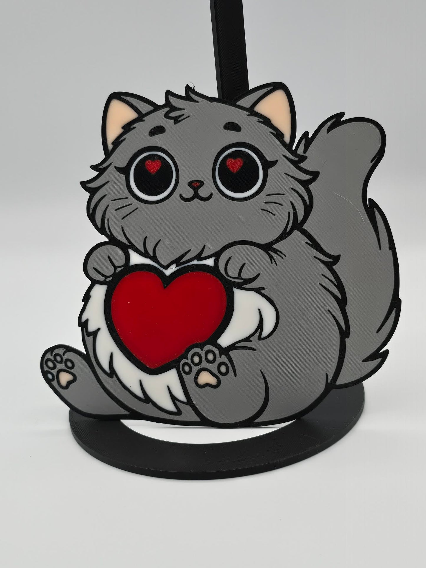 3D Printed Valentine’s Fat Cat Decor – Layered Shelf Display – 5.5 Inch