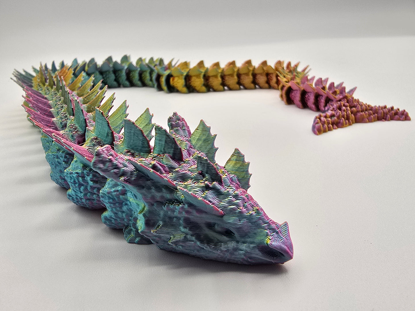 Articulated Aquatic Dragon with Multi-Color Silk Finish– Large Posable Display Figure