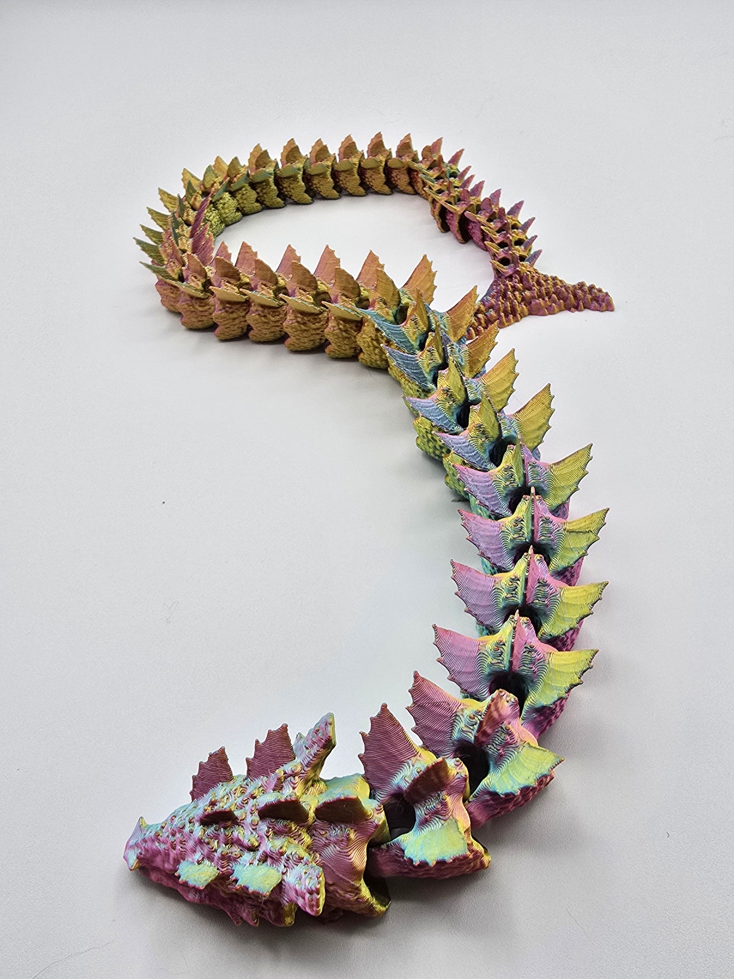 Articulated Aquatic Dragon with Multi-Color Silk Finish– Large Posable Display Figure