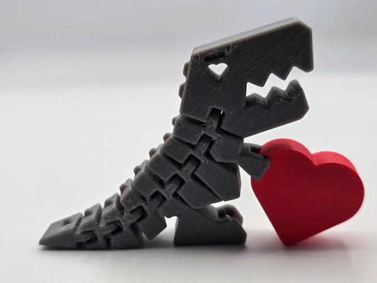 Articulated Flexi Rex Dinosaur with Heart – Posable Desk & Shelf Figure