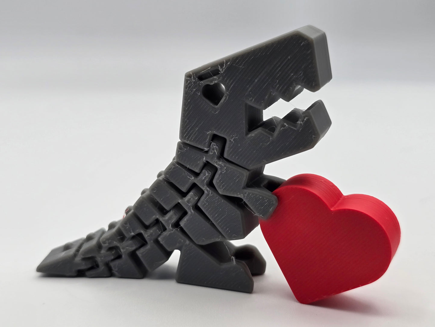 Articulated Flexi Rex Dinosaur with Heart – Posable Desk & Shelf Figure