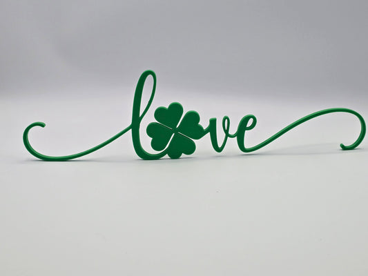 Shamrock Love Script Wall Decor (12x3.5 inches)