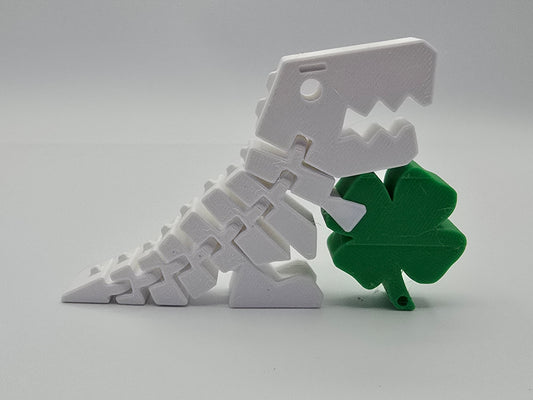 Articulated Flexi Rex Dinosaur with Clover – Posable Desk & Shelf Figure