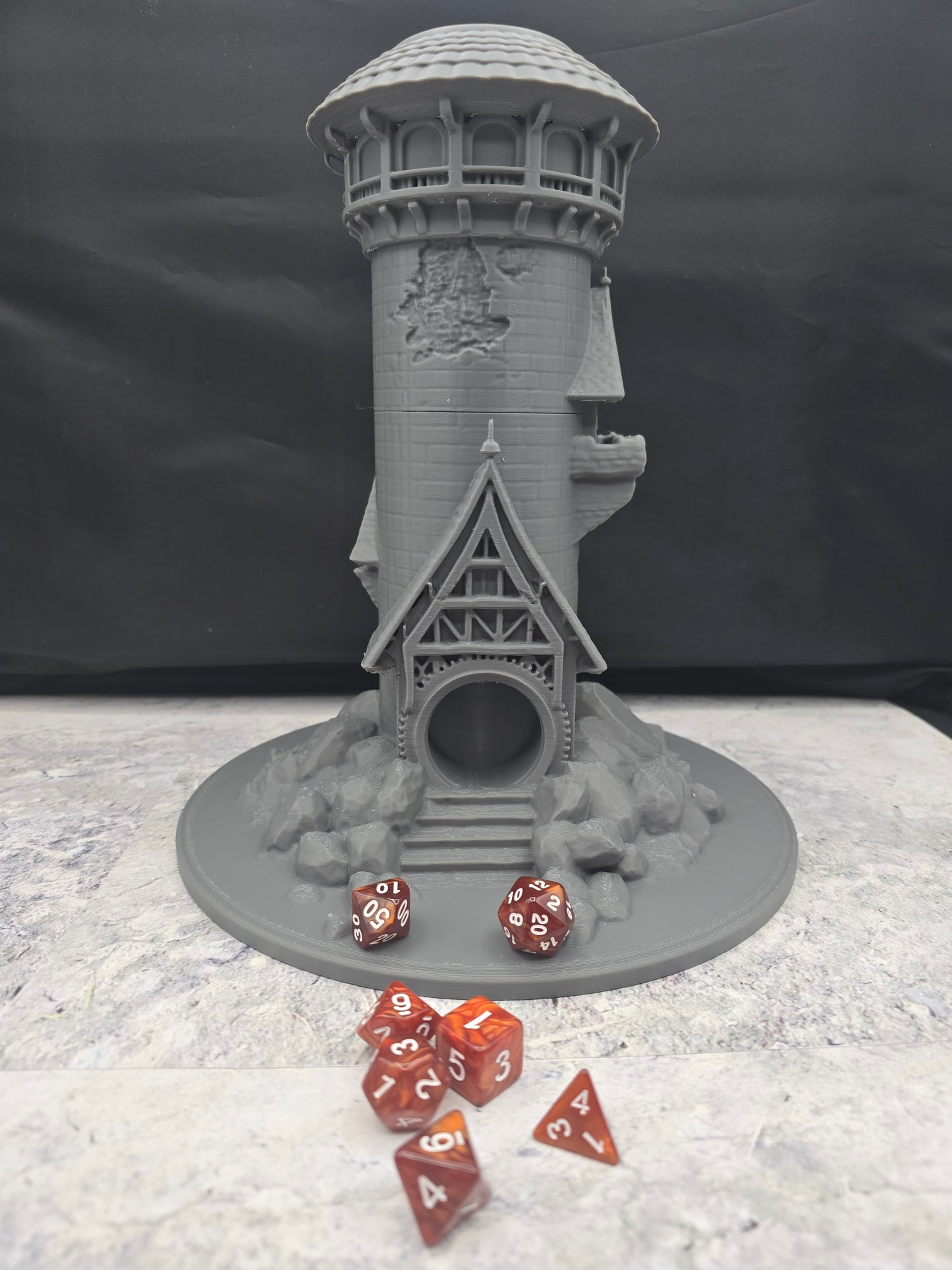 Obsidian Watch Dice Tower – 3D Printed Fantasy Tabletop Dice Roller