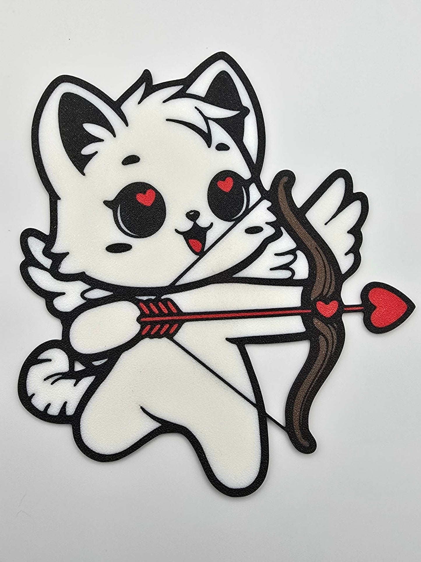 3D Printed Cupid Cat Decor – Valentine’s Day Shelf Display – 5.75 Inch
