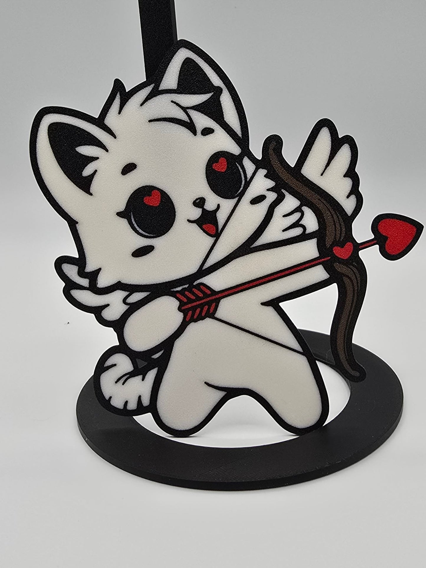 3D Printed Cupid Cat Decor – Valentine’s Day Shelf Display – 5.75 Inch
