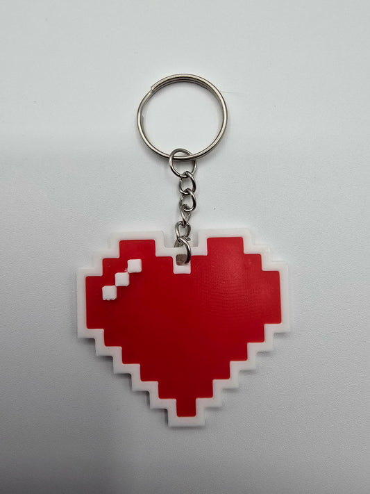 3D Printed 8-Bit Heart Keychain – Pixel Style Retro Love Design