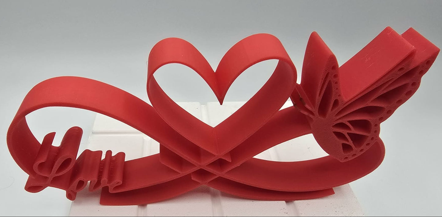 3D Printed Infinite Love Display – Modern Valentine Shelf Decor – 7.5 Inch